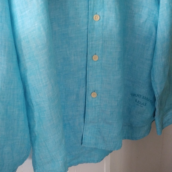 Tommy Bahama mens long Sleeve linen shirt New without Tag light green - Picture 6 of 6